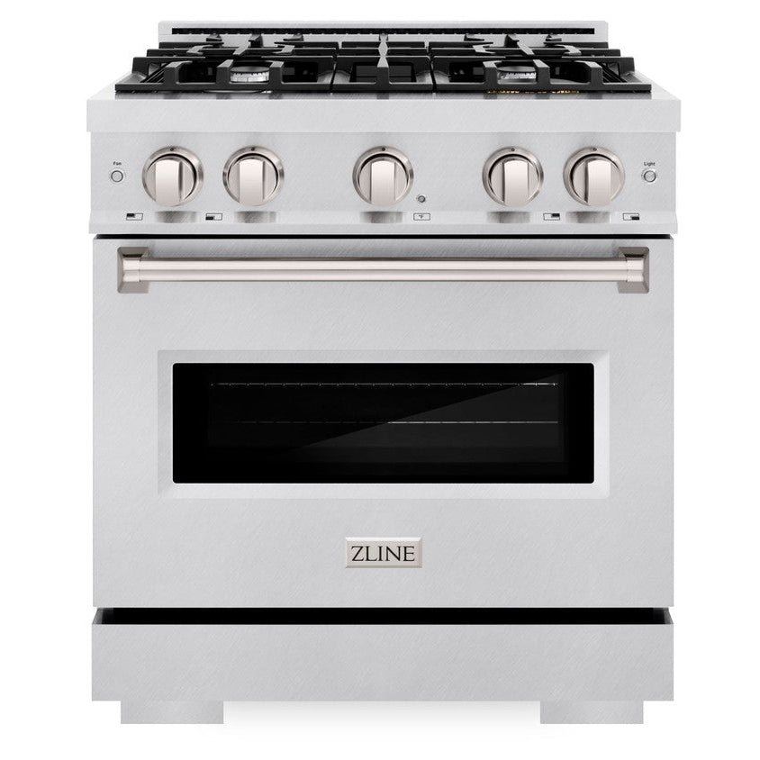 ZLINE Classic 30 in. Dual Fuel Range with 4 Burner Gas Cooktop and Electric Convection Oven, 4.2 cu. ft., Satin Stainless Steel (CDRS-30)