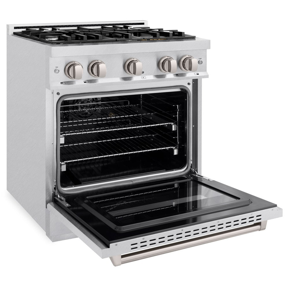 ZLINE Classic 30 in. Dual Fuel Range with 4 Burner Gas Cooktop and Electric Convection Oven, 4.2 cu. ft., Satin Stainless Steel (CDRS-30)