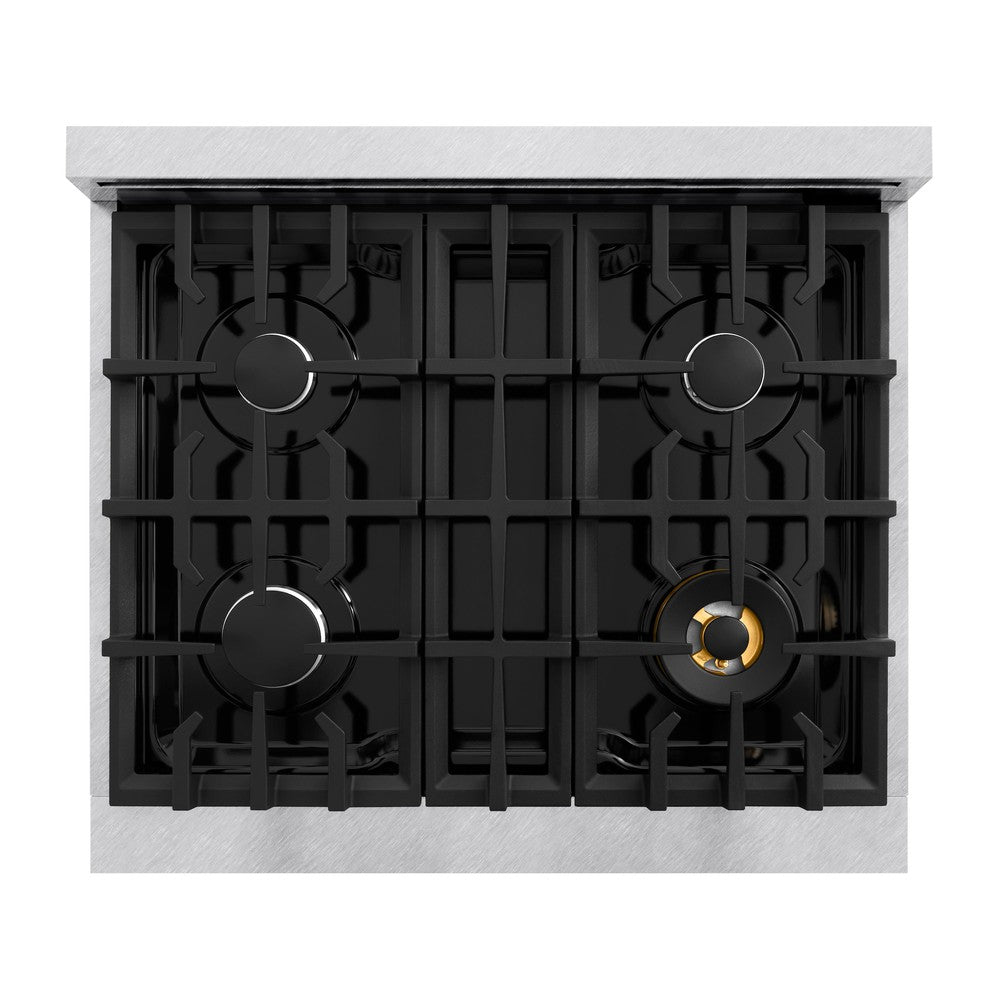ZLINE Classic 30 in. Dual Fuel Range with 4 Burner Gas Cooktop and Electric Convection Oven, 4.2 cu. ft., Satin Stainless Steel (CDRS-30)