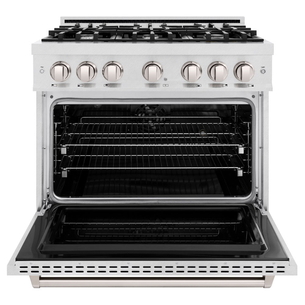 ZLINE 36 in. Dual Fuel Range 5.2 cu. ft. 6 Burner Gas Cooktop Electric Convection Oven Satin Stainless Steel (CDRS-36)