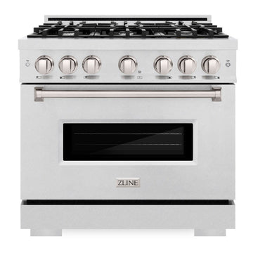 ZLINE 36 in. Dual Fuel Range 5.2 cu. ft. 6 Burner Gas Cooktop Electric Convection Oven Satin Stainless Steel (CDRS-36)