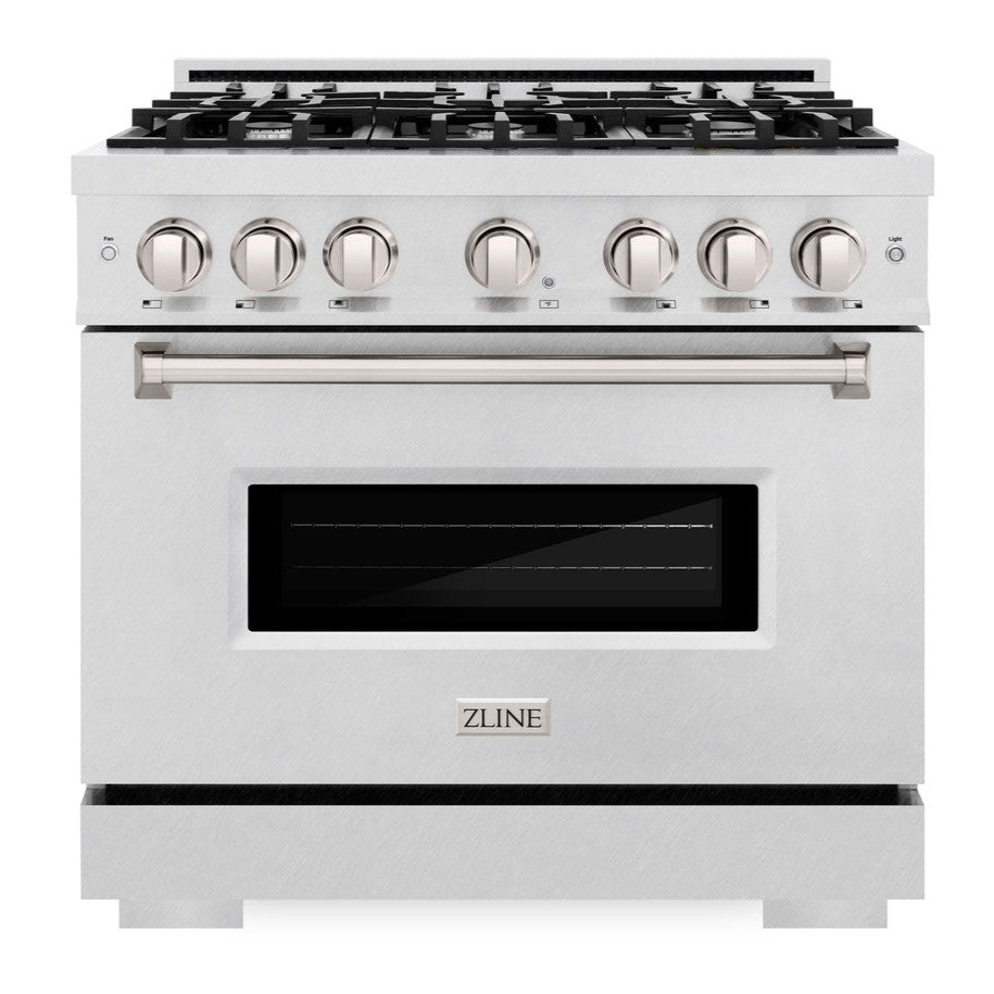 ZLINE 36 in. Dual Fuel Range 5.2 cu. ft. 6 Burner Gas Cooktop Electric Convection Oven Satin Stainless Steel (CDRS-36)