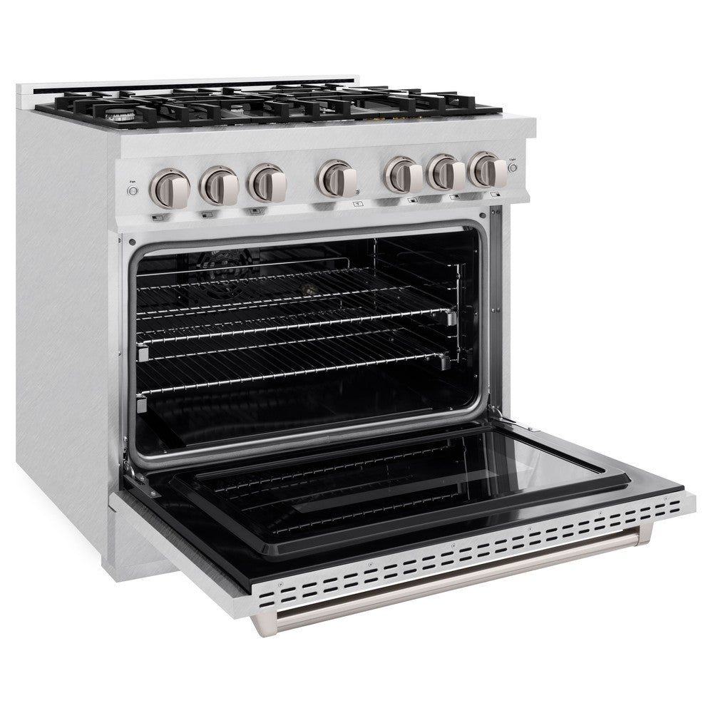 ZLINE 36 in. Dual Fuel Range 5.2 cu. ft. 6 Burner Gas Cooktop Electric Convection Oven Satin Stainless Steel (CDRS-36)