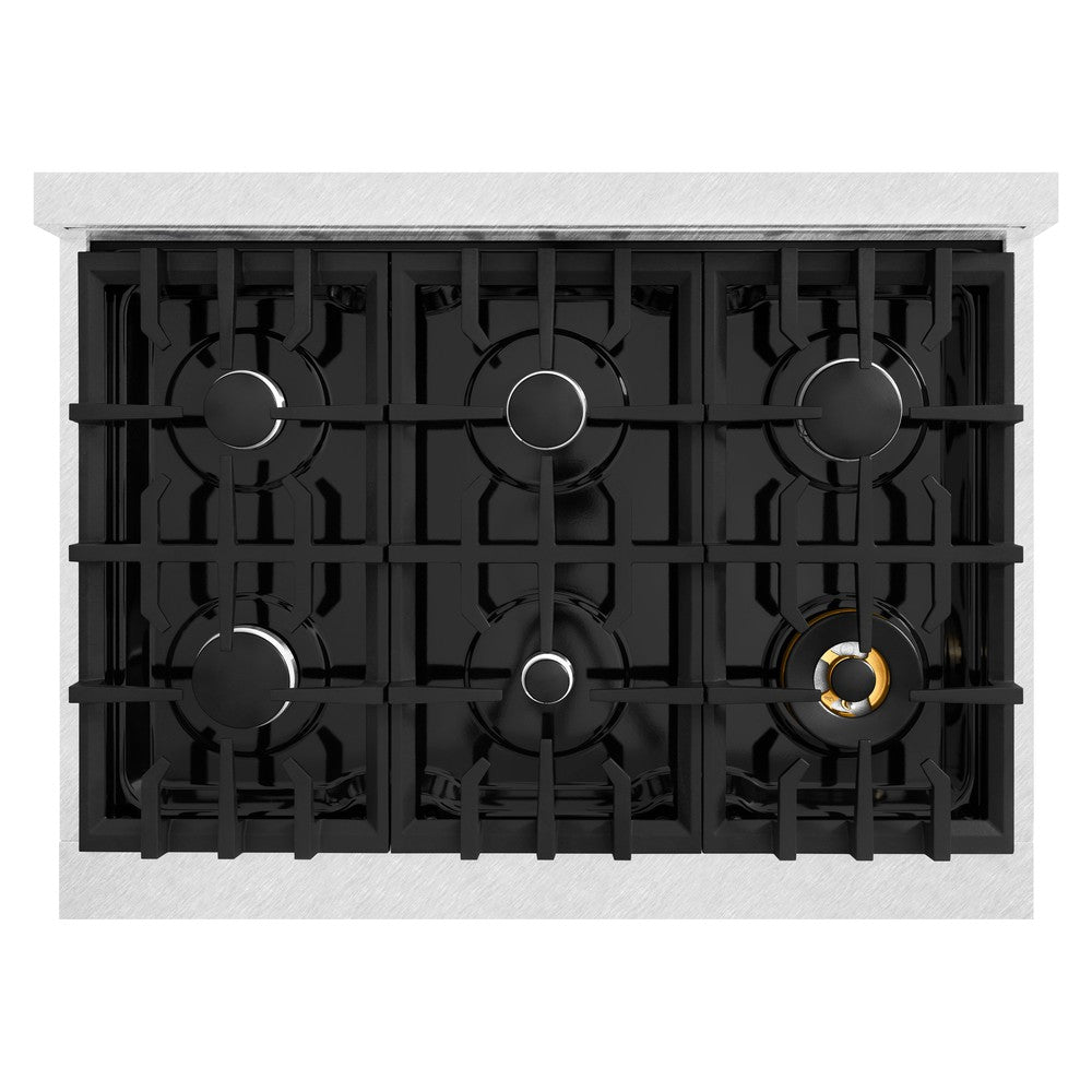 ZLINE 36 in. Dual Fuel Range 5.2 cu. ft. 6 Burner Gas Cooktop Electric Convection Oven Satin Stainless Steel (CDRS-36)