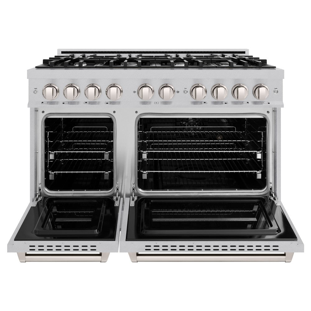 ZLINE 48 in. Dual Fuel Range – 8 Burner Gas Cooktop, Double Oven, 6.7 cu. ft. Capacity, Satin Stainless Steel (CDRS-48)