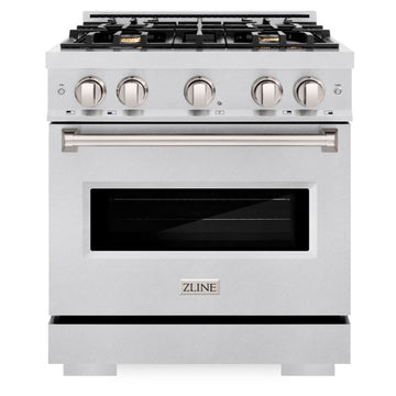 ZLINE 30-Inch Classic Dual Fuel Range, 4.2 cu. ft., Gas Cooktop with 4 Brass Burners and Electric Convection Oven, Satin Stainless Steel (CDRS-BR-30)
