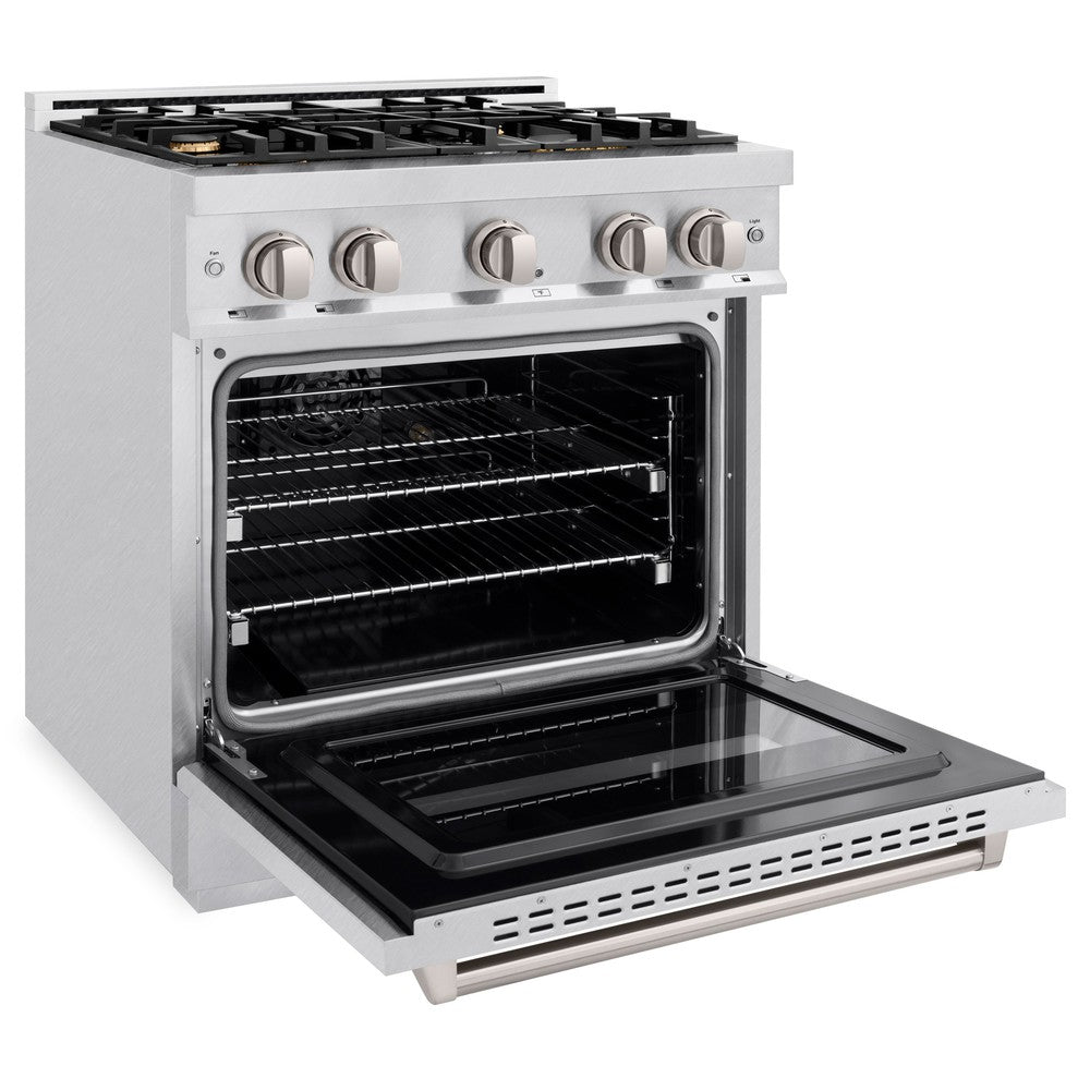 ZLINE 30-Inch Classic Dual Fuel Range, 4.2 cu. ft., Gas Cooktop with 4 Brass Burners and Electric Convection Oven, Satin Stainless Steel (CDRS-BR-30)