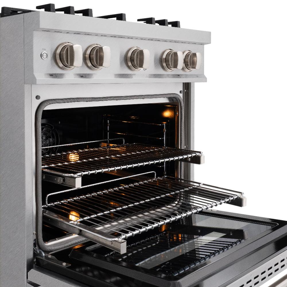 ZLINE 30-Inch Classic Dual Fuel Range, 4.2 cu. ft., Gas Cooktop with 4 Brass Burners and Electric Convection Oven, Satin Stainless Steel (CDRS-BR-30)