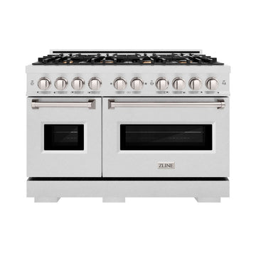 ZLINE 48 in. Dual Fuel Range 6.7 cu. ft. Double Oven with 8 Brass Burners in Satin Stainless Steel (CDRS-BR-48)
