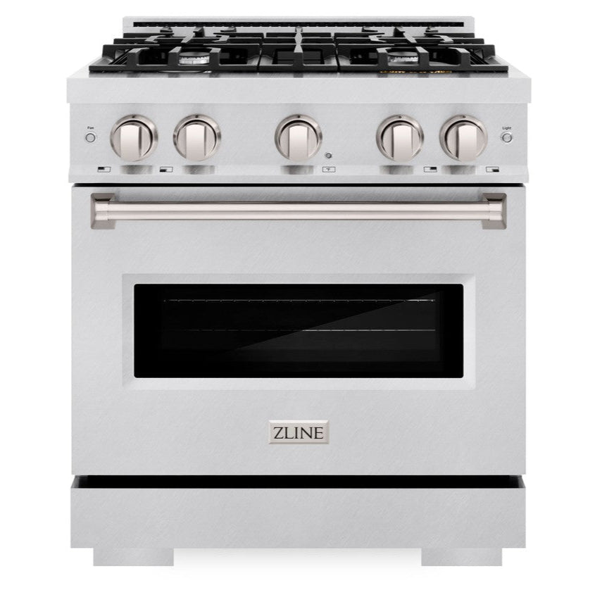 ZLINE 30 in. Gas Range 4.2 cu. ft. 4 Burners Convection Gas Oven Satin Stainless Steel (CGRS-30)
