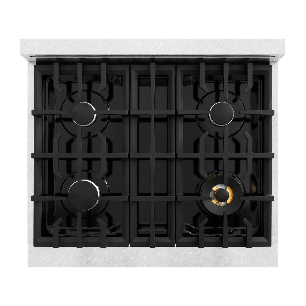 ZLINE 30 in. Gas Range 4.2 cu. ft. 4 Burners Convection Gas Oven Satin Stainless Steel (CGRS-30)