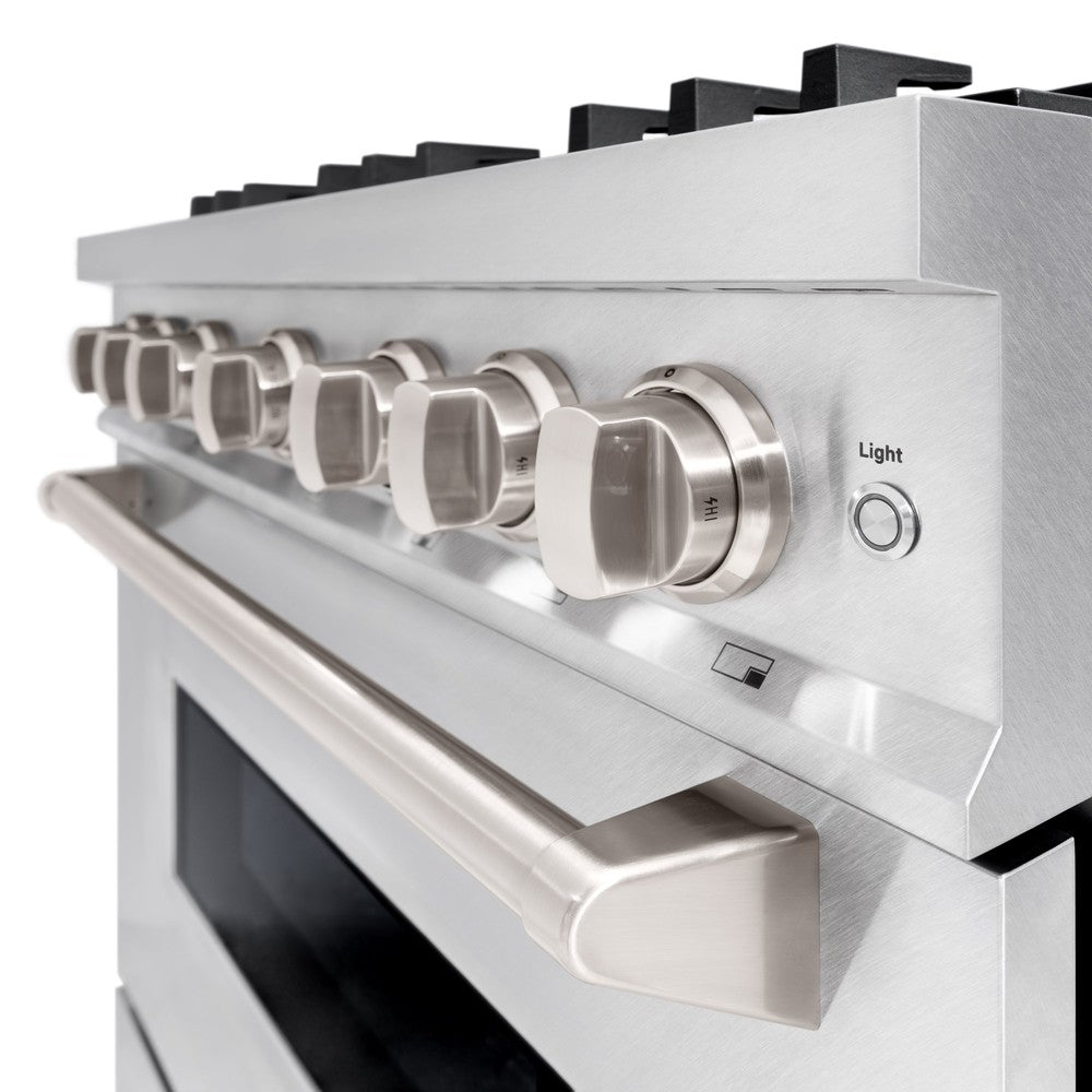 ZLINE 36 in. Gas Range 5.2 cu. ft. with 6 Burner Cooktop and Convection Gas Oven in Satin Stainless Steel (CGRS-36)