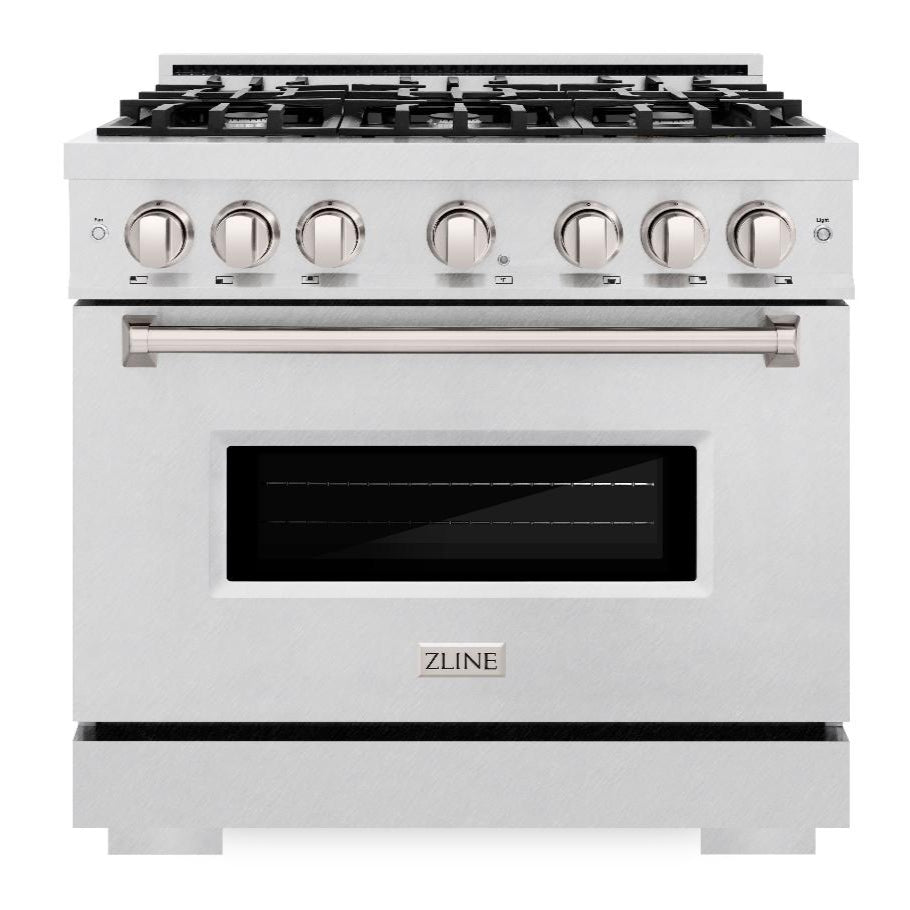 ZLINE 36 in. Gas Range 5.2 cu. ft. with 6 Burner Cooktop and Convection Gas Oven in Satin Stainless Steel (CGRS-36)