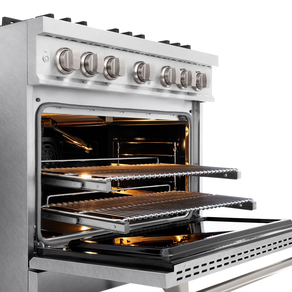 ZLINE 36 in. Gas Range 5.2 cu. ft. with 6 Burner Cooktop and Convection Gas Oven in Satin Stainless Steel (CGRS-36)
