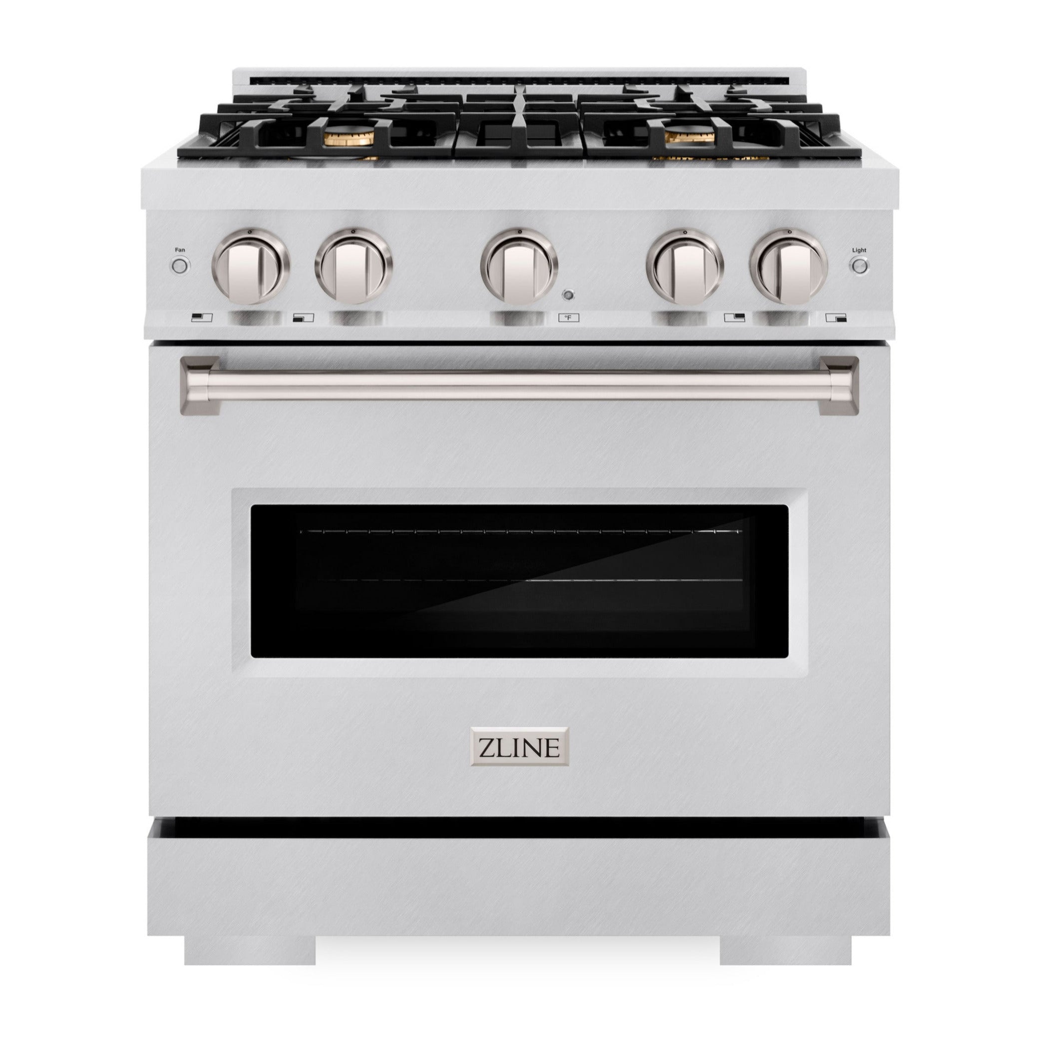 ZLINE 30 in. Gas Range 4.2 cu. ft. 4 Brass Burners Convection Gas Oven Satin Stainless Steel (CGRS-BR-30)