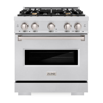 ZLINE 30 in. Gas Range 4.2 cu. ft. 4 Brass Burners Convection Gas Oven Satin Stainless Steel (CGRS-BR-30)