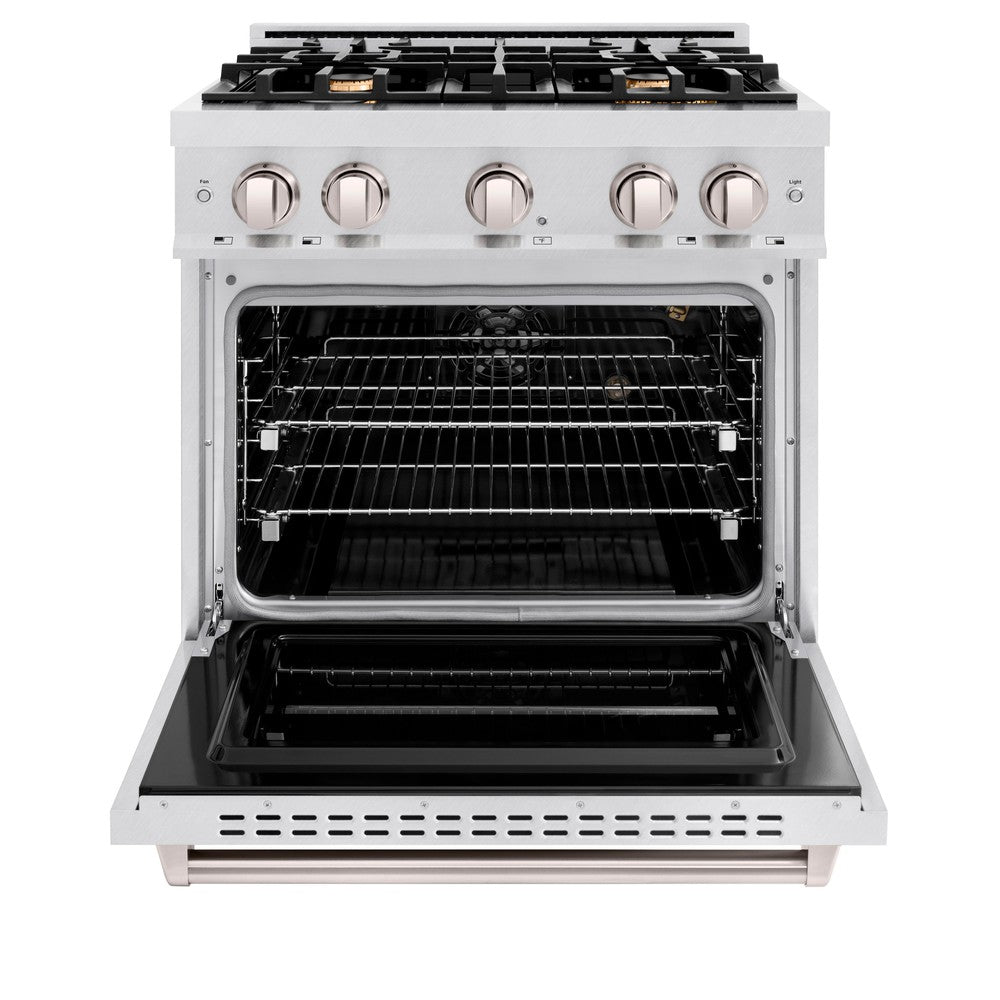 ZLINE 30 in. Gas Range 4.2 cu. ft. 4 Brass Burners Convection Gas Oven Satin Stainless Steel (CGRS-BR-30)