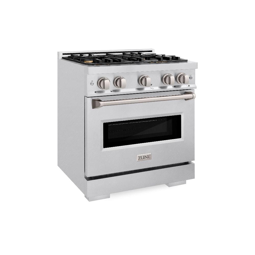 ZLINE 30 in. Gas Range 4.2 cu. ft. 4 Brass Burners Convection Gas Oven Satin Stainless Steel (CGRS-BR-30)