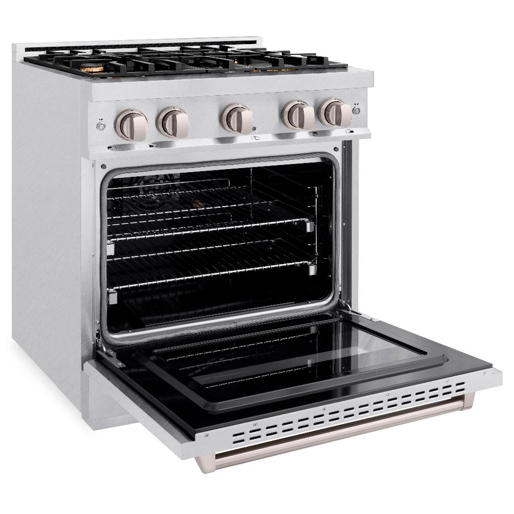 ZLINE 30 in. Gas Range 4.2 cu. ft. 4 Brass Burners Convection Gas Oven Satin Stainless Steel (CGRS-BR-30)
