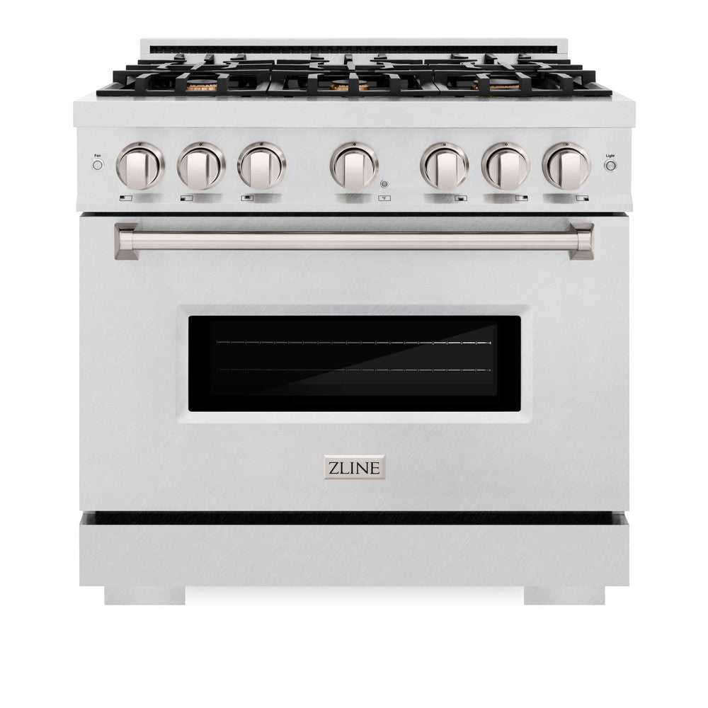 ZLINE 36 in. Gas Range 5.2 cu. ft. Convection Gas Oven with 6 Brass Burners in Satin Stainless Steel (CGRS-BR-36)