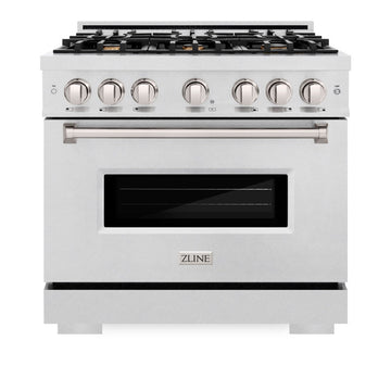 ZLINE 36 in. Gas Range 5.2 cu. ft. Convection Gas Oven with 6 Brass Burners in Satin Stainless Steel (CGRS-BR-36)