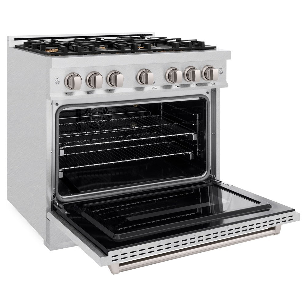 ZLINE 36 in. Gas Range 5.2 cu. ft. Convection Gas Oven with 6 Brass Burners in Satin Stainless Steel (CGRS-BR-36)
