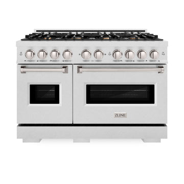ZLINE 48 in. Gas Range Double Oven 6.7 cu. ft. 8 Brass Burners Satin Stainless Steel, MODEL CGRS-BR-48