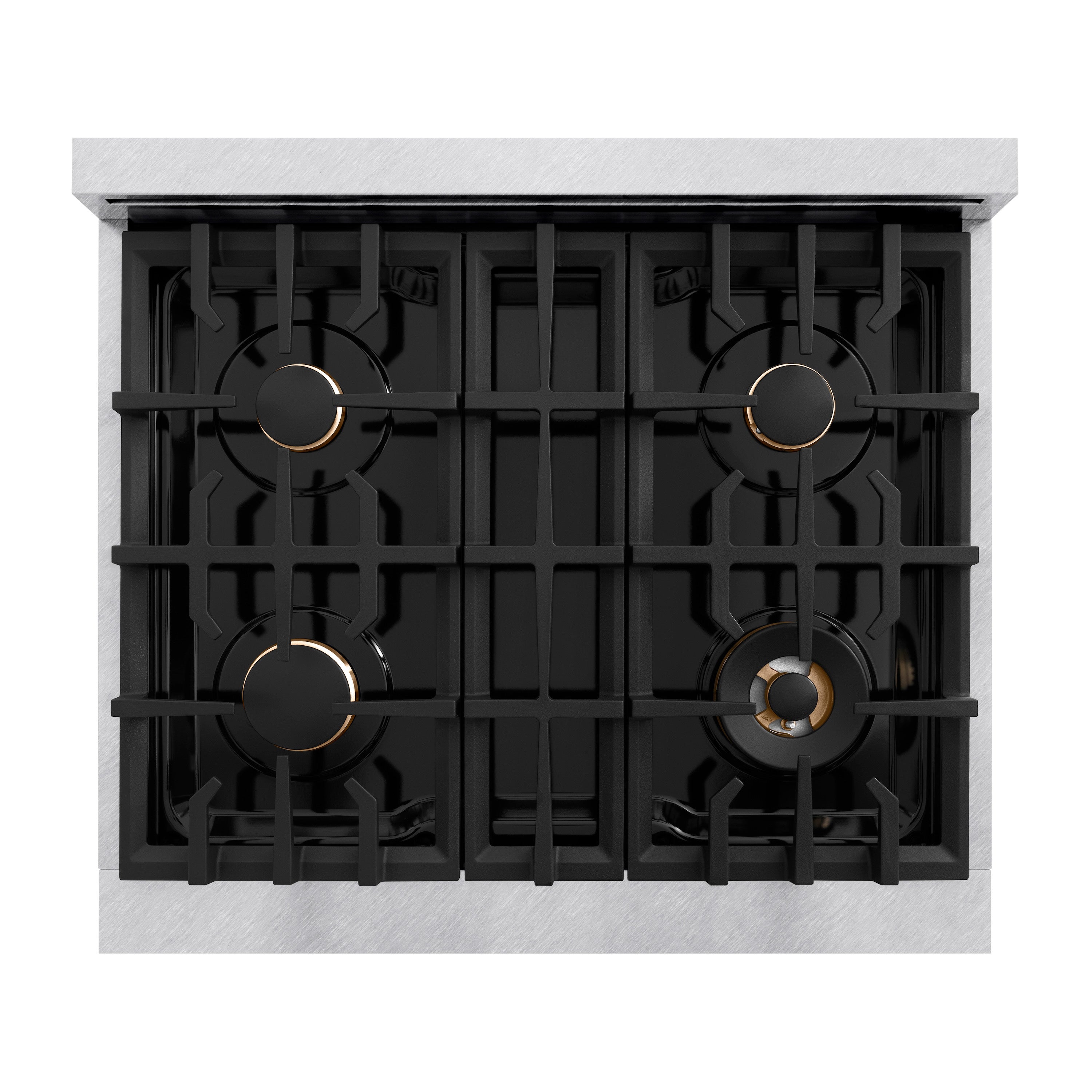ZLINE 30 in. Gas Range 4.2 cu. ft. 4 Burners Convection Oven Satin Stainless Steel with Polished Gold Accents (CGRSZ-30-G)