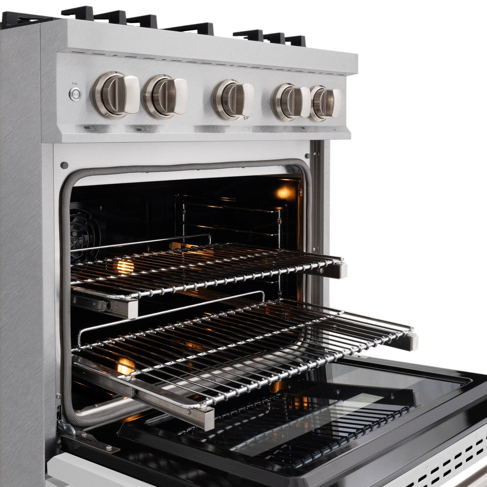 ZLINE 30 in. Classic Dual Fuel Range, 4.2 cu. ft., 4 Gas Burners, Electric Convection Oven, Satin Stainless Steel with White Matte Door (CDRS-WM-30)
