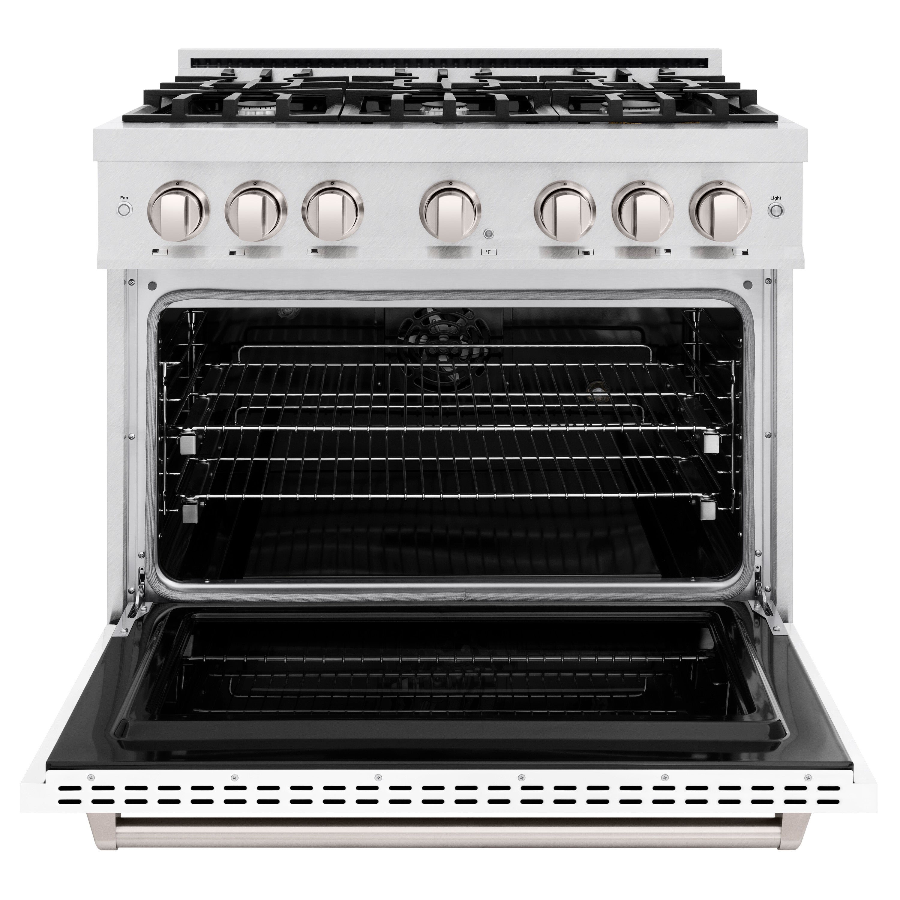 ZLINE 36 in. Dual Fuel Range 5.2 cu. ft. 6 Gas Burners Electric Convection Oven Satin Stainless Steel White Matte Door (CDRS-WM-36)