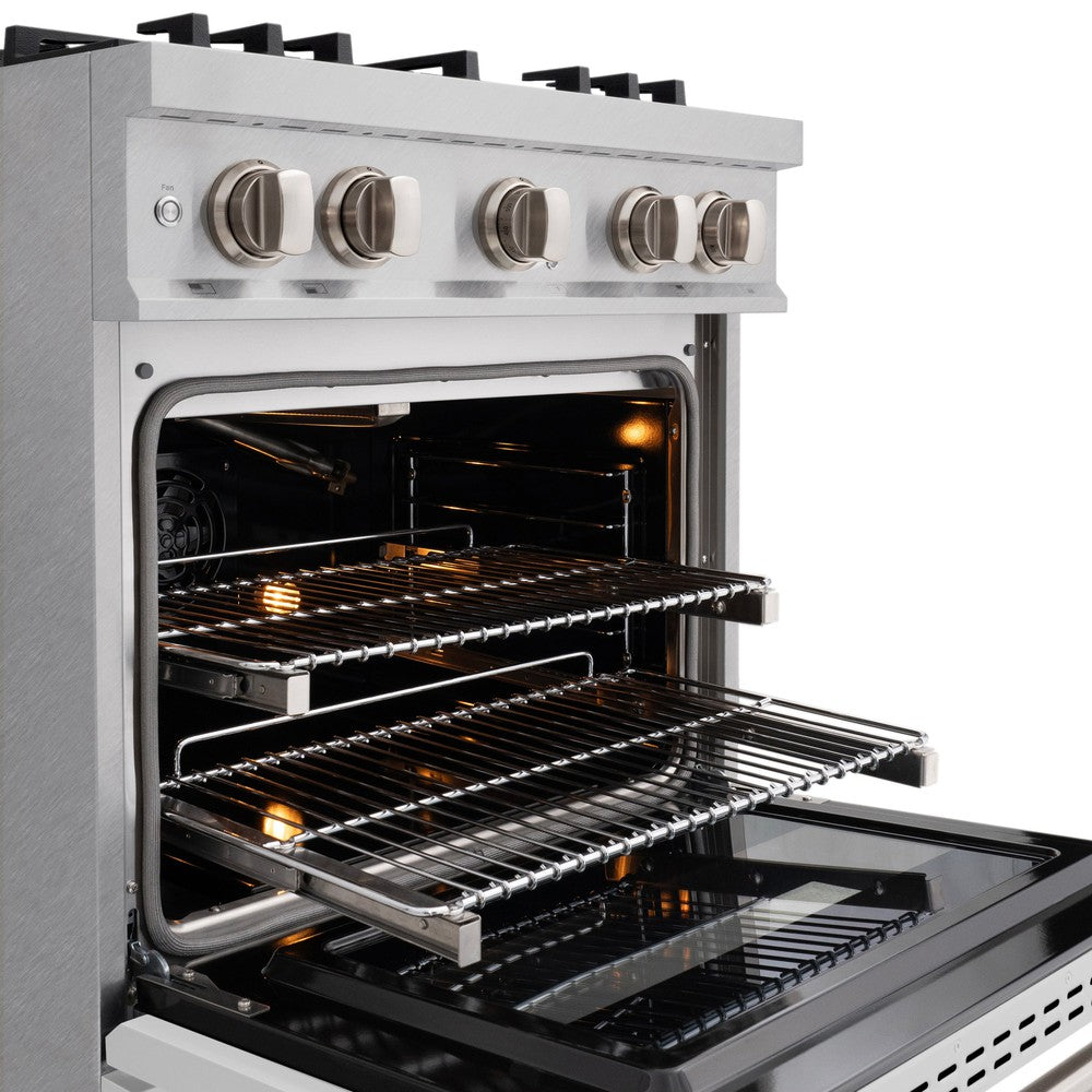 ZLINE 30 in. Classic Gas Range, 4.2 cu. ft. Convection Gas Oven, 4 Burners, Satin Stainless Steel with White Matte Door (CGRS-WM-30)