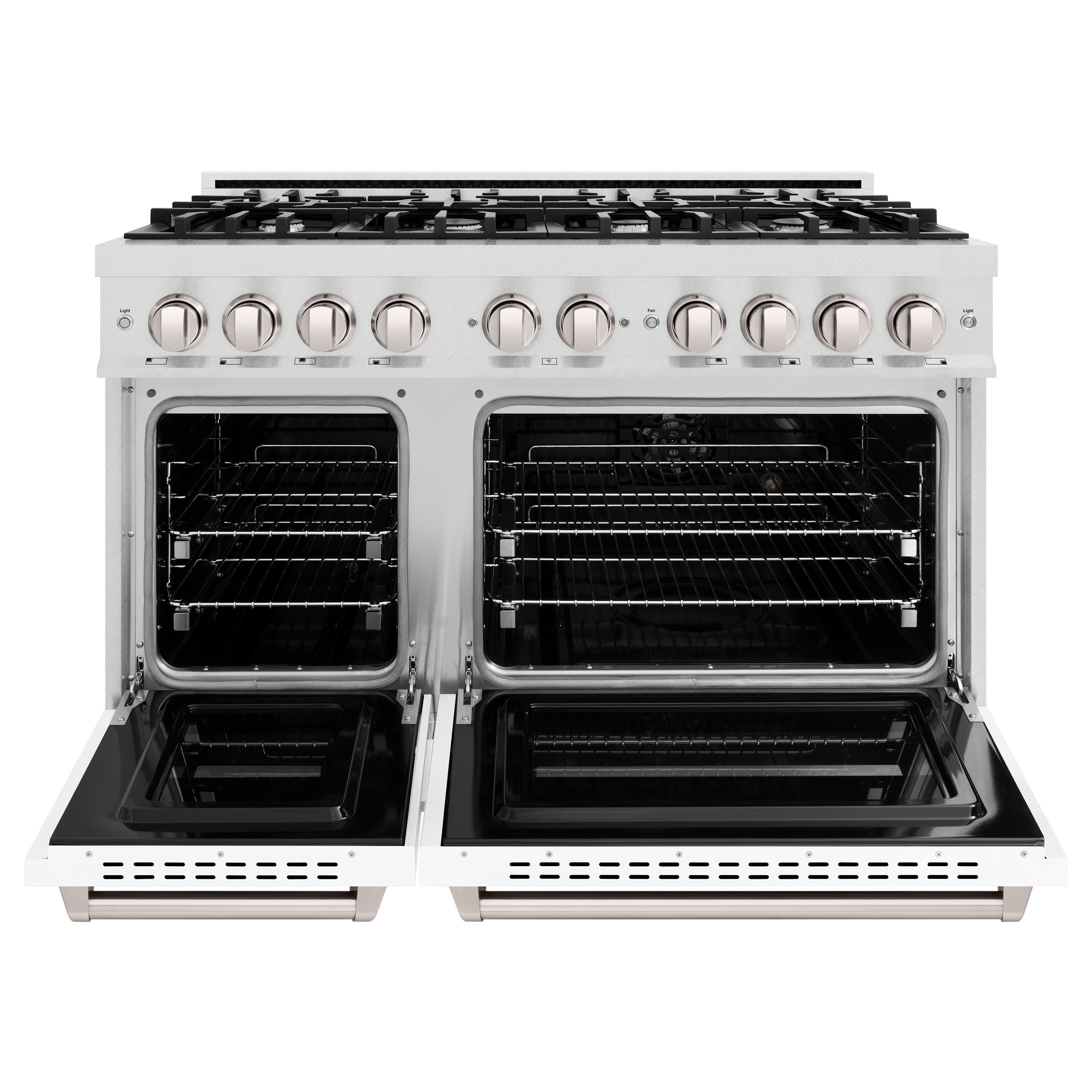 ZLINE 48 in. Gas Range Double Oven 6.7 cu. ft. 8 Burners Satin Stainless Steel with White Matte Doors (CGRS-WM-48)