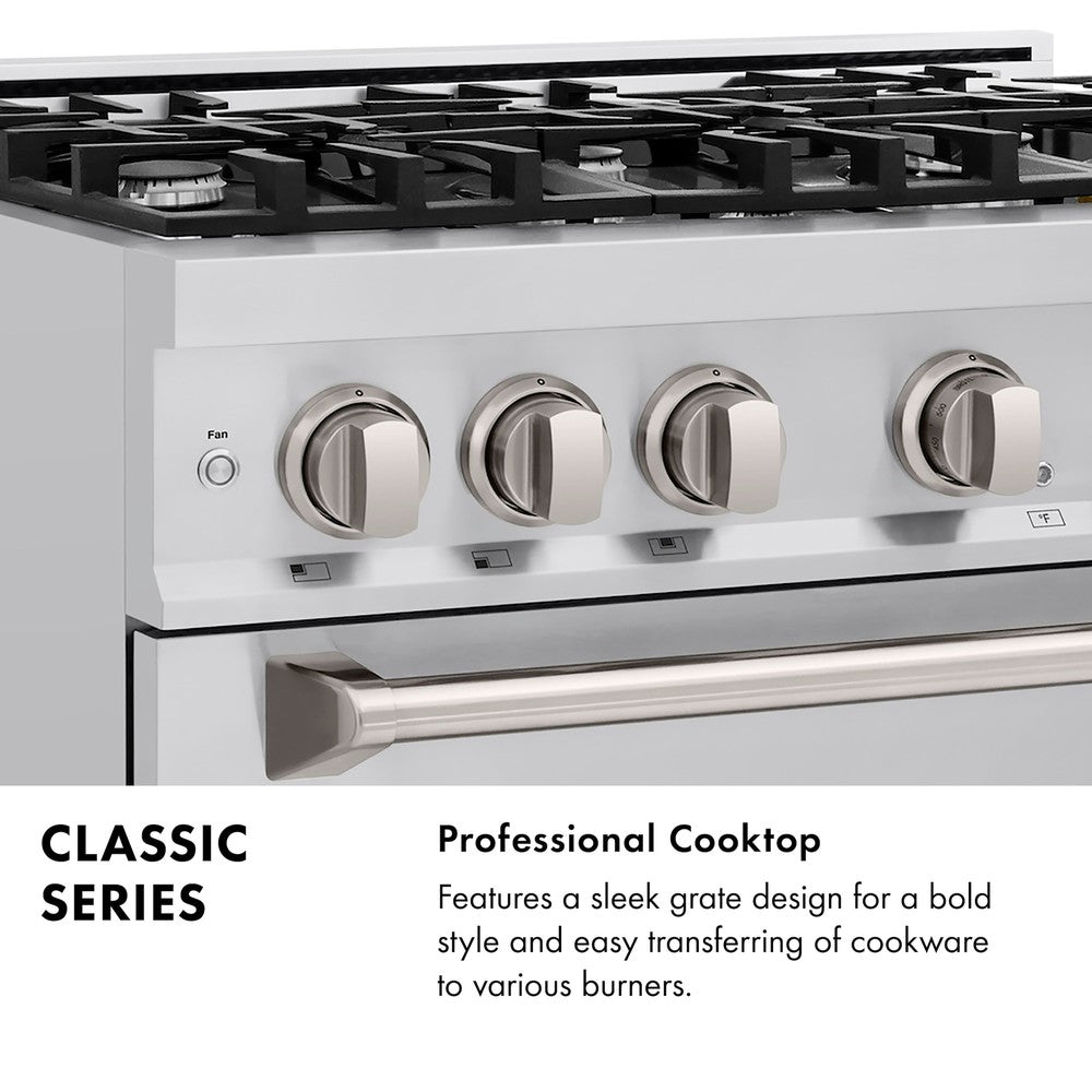 ZLINE 36 in. 5.2 cu. ft. Classic Gas Range with 6 Burner Cooktop in Stainless Steel (CGR36)