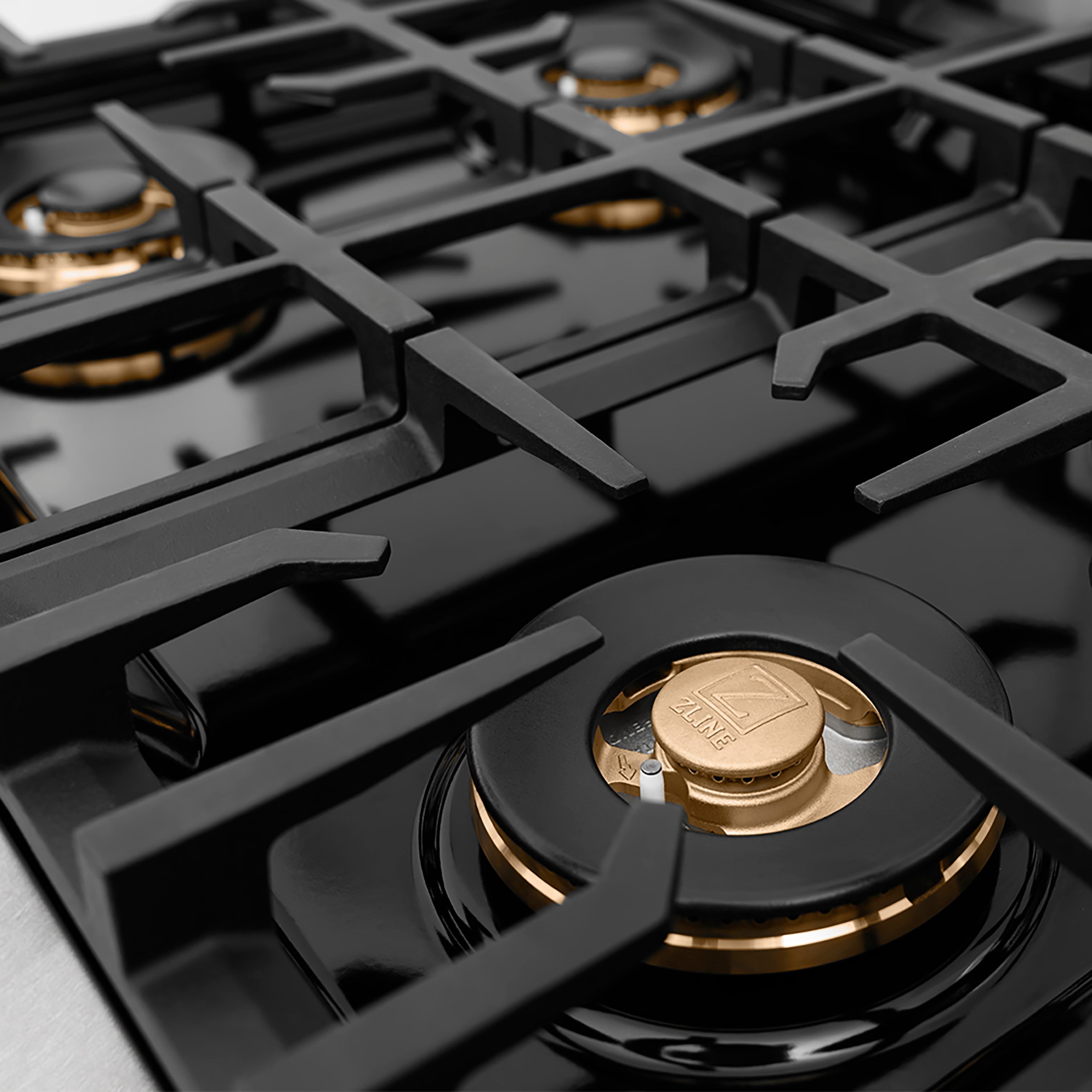 ZLINE Autograph Edition 30" Classic Gas Rangetop with 4 Burner DuoPro™ Cooktop in Satin Stainless Steel and Matte Black Accents, PCRTSZ-30-MB