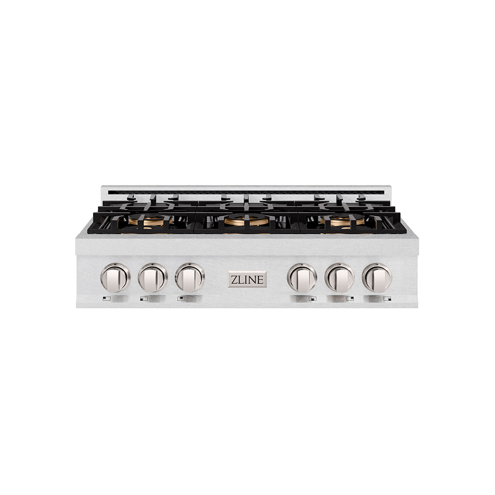ZLINE 36" Classic Gas Rangetop with 6 Burner DuoPro™ Cooktop in Satin Stainless Steel, PCRTS-36