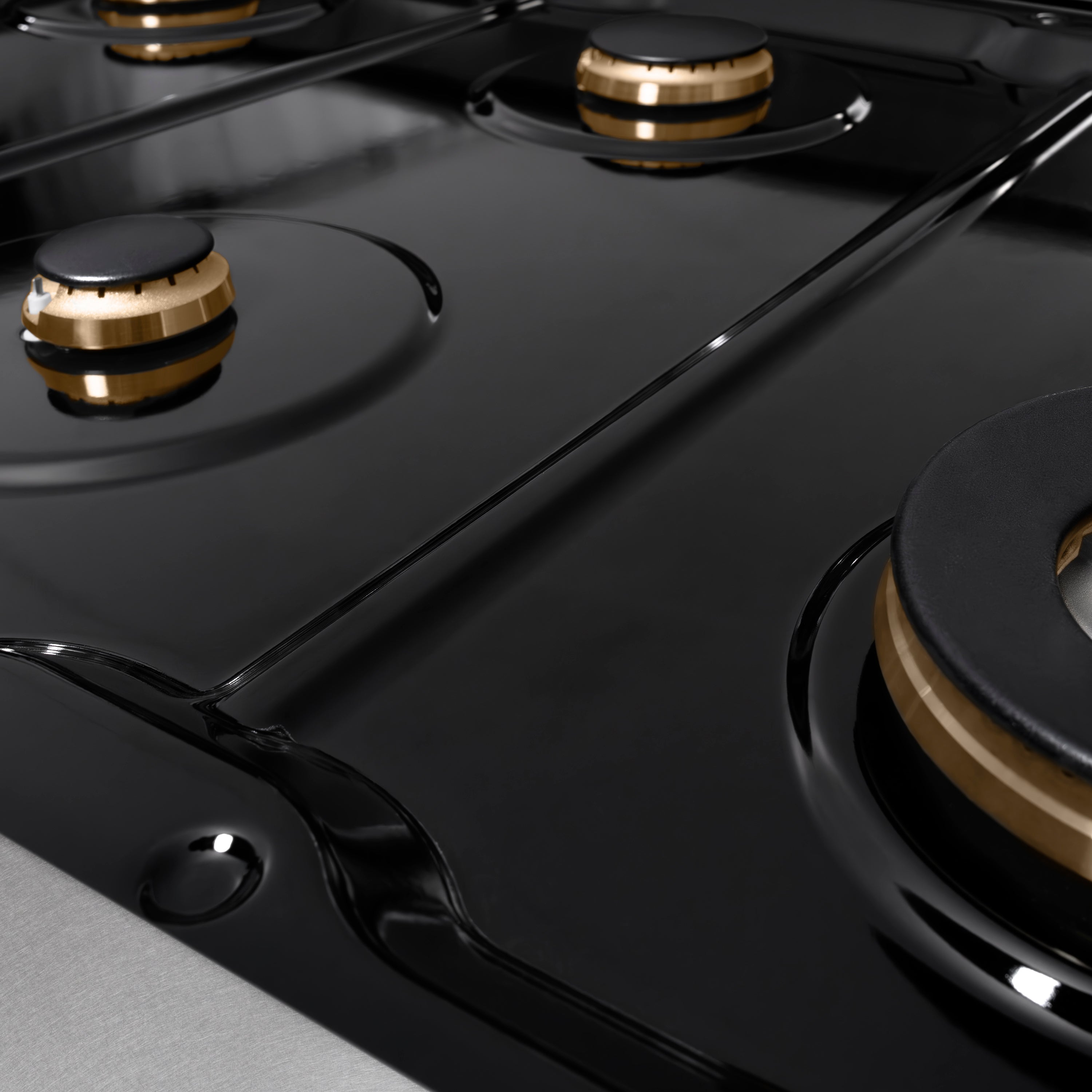 ZLINE 48" Legacy Gas Rangetop with 6 Brass Burners and Porcelain Cooktop in Satin Stainless Steel with Griddle, RTS-BR-GR-48