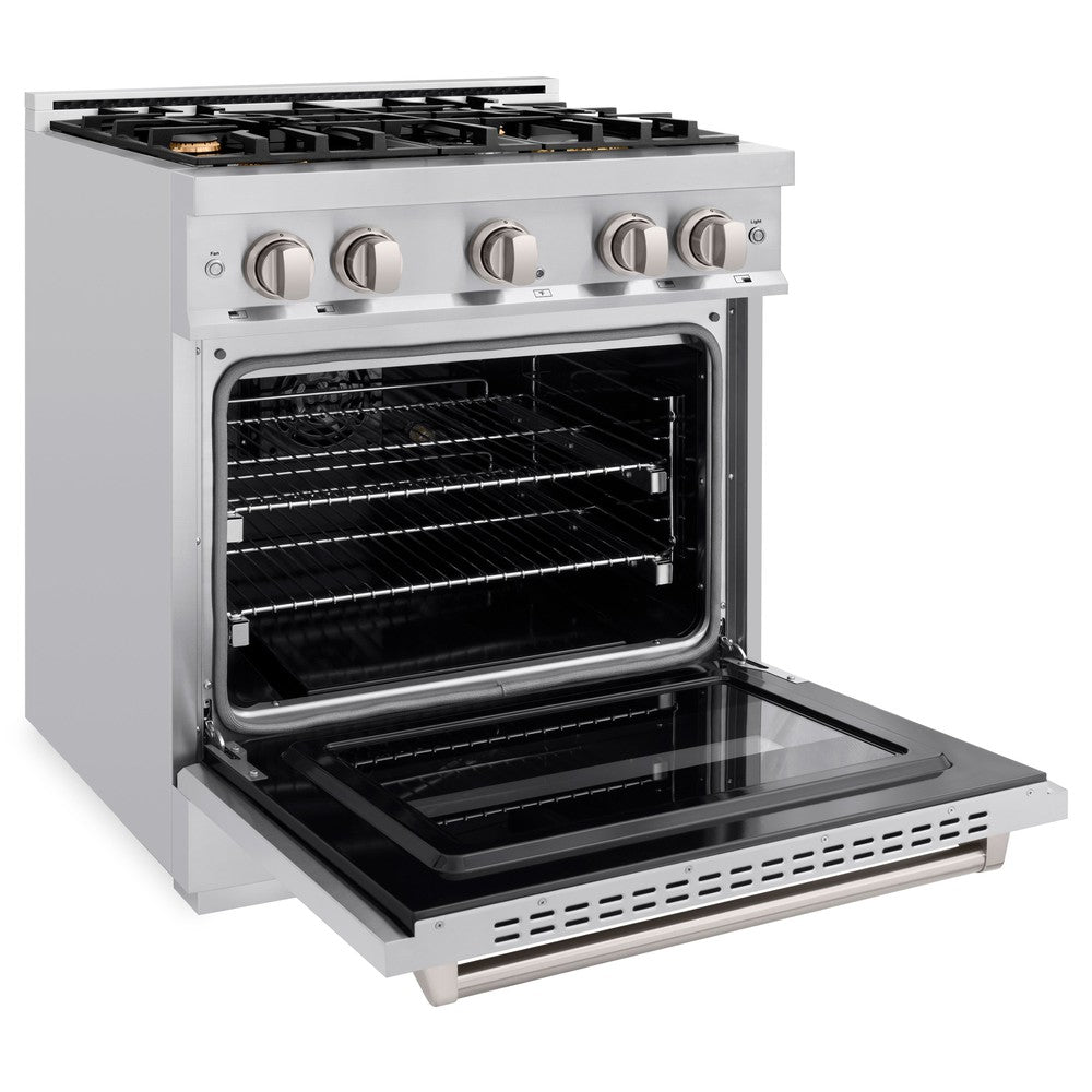ZLINE 30-Inch Classic Dual Fuel Range with 4 Brass Burners and 4.2 cu. ft. Electric Convection Oven in Stainless Steel (CDR-BR-30)