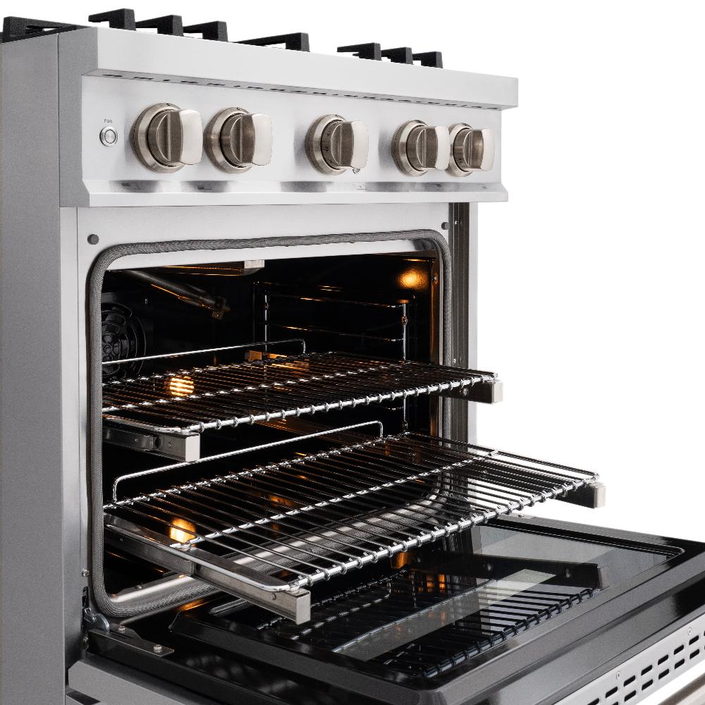 ZLINE 30-Inch Classic Dual Fuel Range with 4 Brass Burners and 4.2 cu. ft. Electric Convection Oven in Stainless Steel (CDR-BR-30)