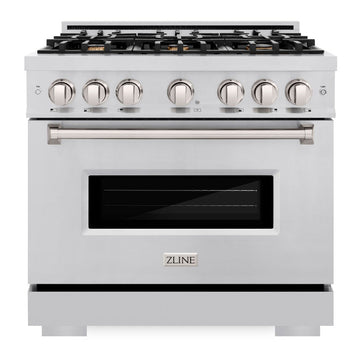 ZLINE 36 in. Classic Dual Fuel Range, 5.2 cu. ft., Stainless Steel, 6 Brass Burners, MODEL CDR-BR-36