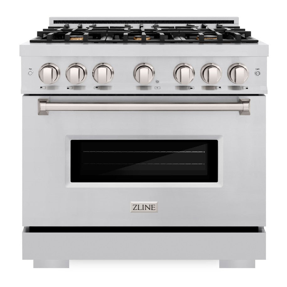 ZLINE 36 in. Classic Dual Fuel Range, 5.2 cu. ft., Stainless Steel, 6 Brass Burners, MODEL CDR-BR-36