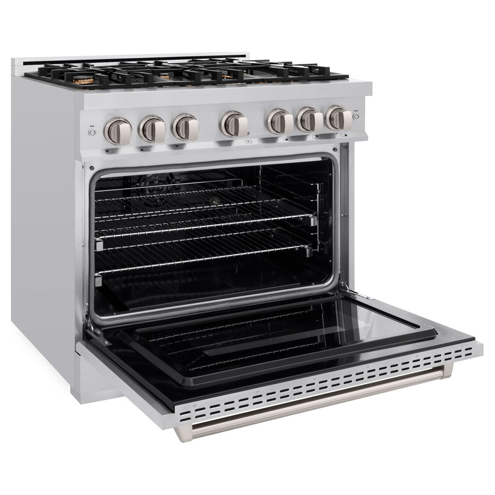 ZLINE 36 in. Classic Dual Fuel Range, 5.2 cu. ft., Stainless Steel, 6 Brass Burners, MODEL CDR-BR-36