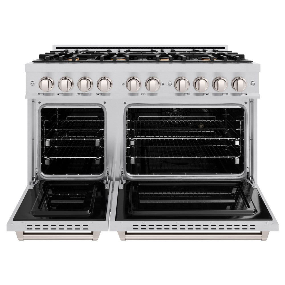 ZLINE 48 in. Classic Double Oven Dual Fuel Range with 8 Brass Burners, 6.7 cu. ft., Stainless Steel, MODEL CDR-BR-48
