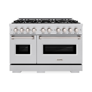 ZLINE 48-in 6.7 cu. ft. Classic Double Oven Dual Fuel Range with 8 Gas Burners and Electric Convection Oven in Stainless Steel (CDR48)