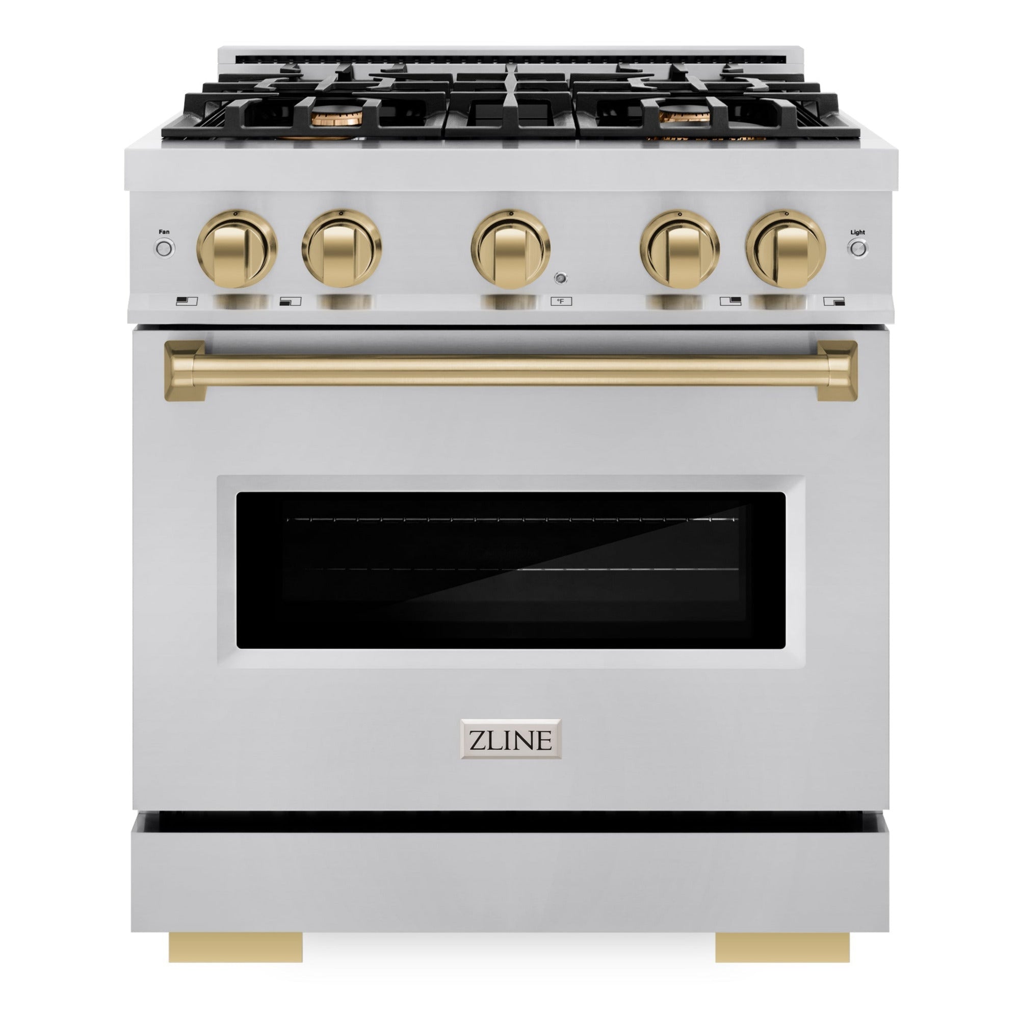 ZLINE 30 in. Dual Fuel Range 4.2 cu. ft. 4 Burner Stainless Steel with Champagne Bronze Accents (CDRZ-30-CB)