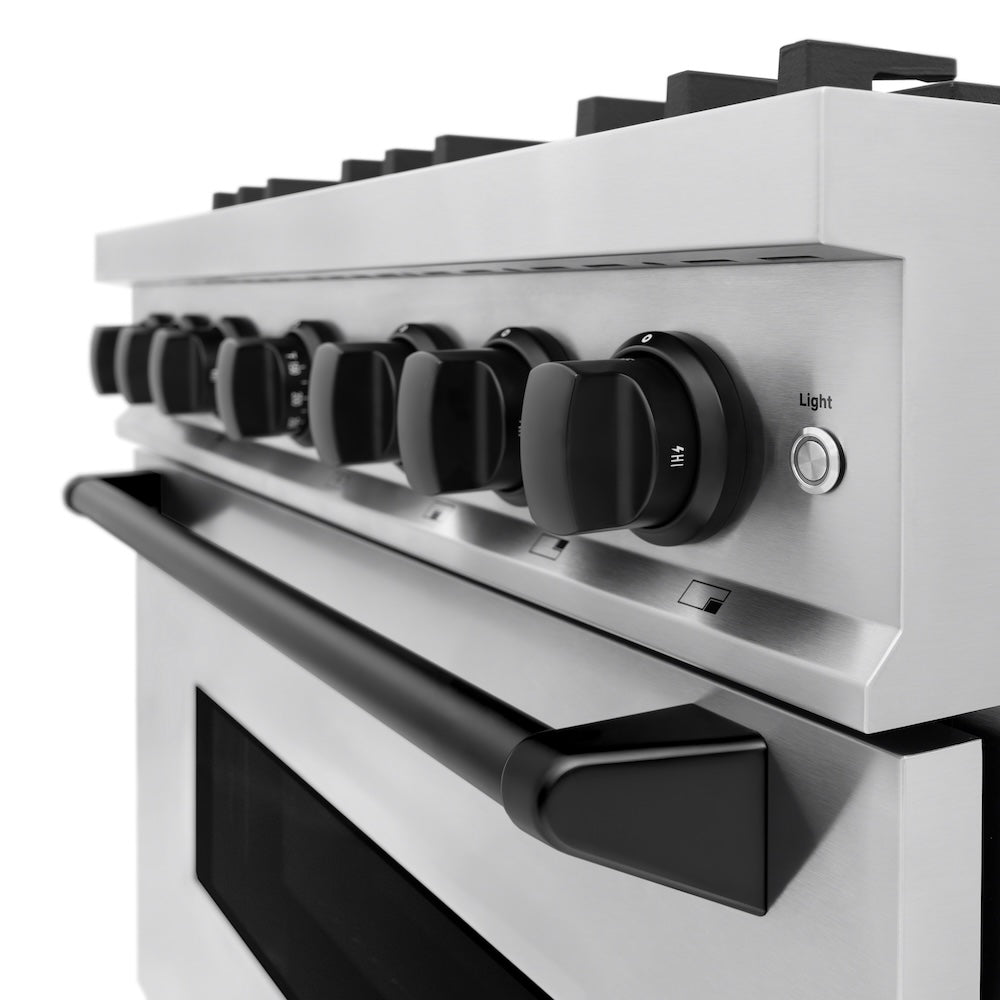 ZLINE 36 in. Dual Fuel Range 5.2 cu. ft. 6 Burners Stainless Steel Matte Black Accents (CDRZ-36-MB)