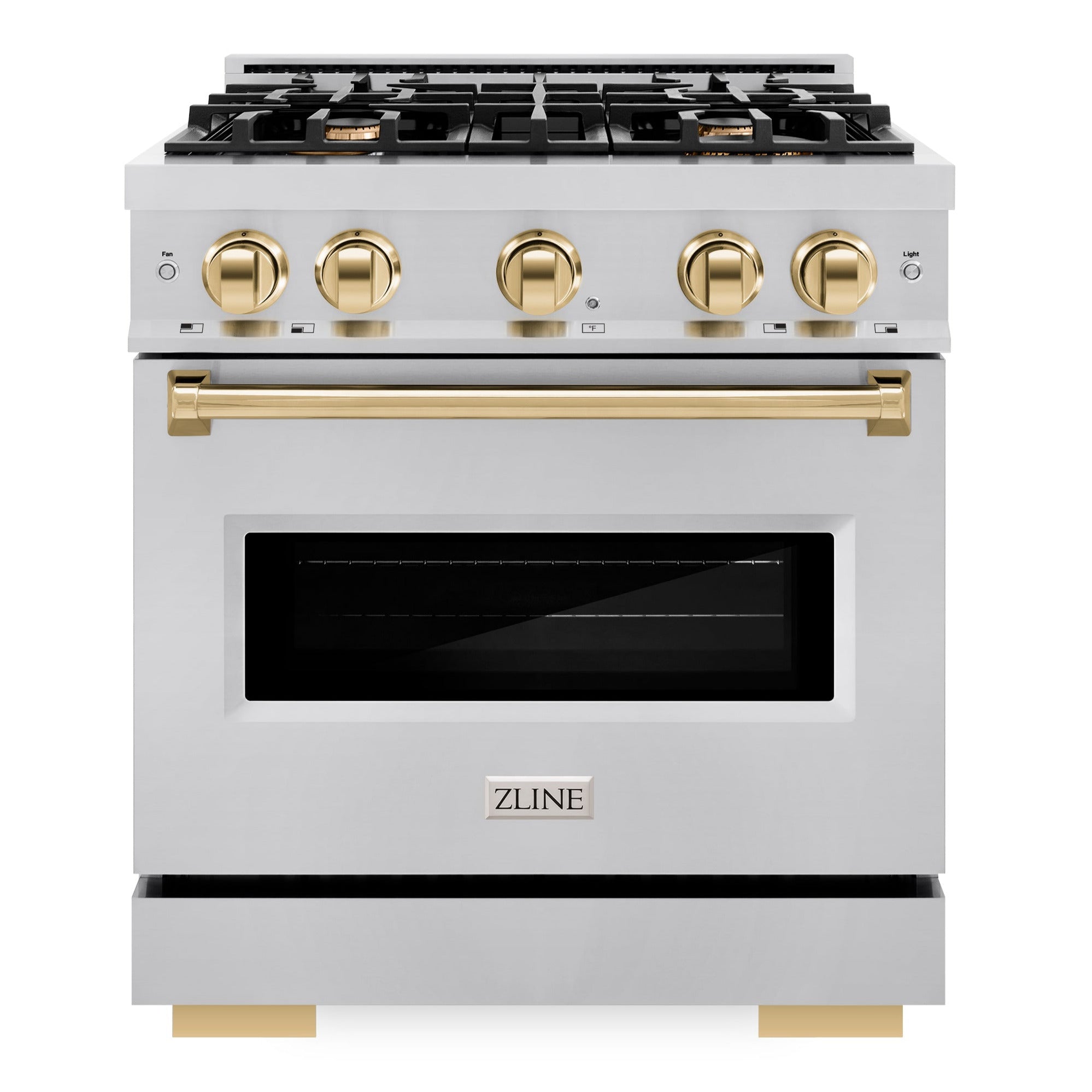 ZLINE 30 in. Classic Dual Fuel Range 4.2 cu. ft. 4 Burners Stainless Steel with Polished Gold Accents (CDRZ-30-G)