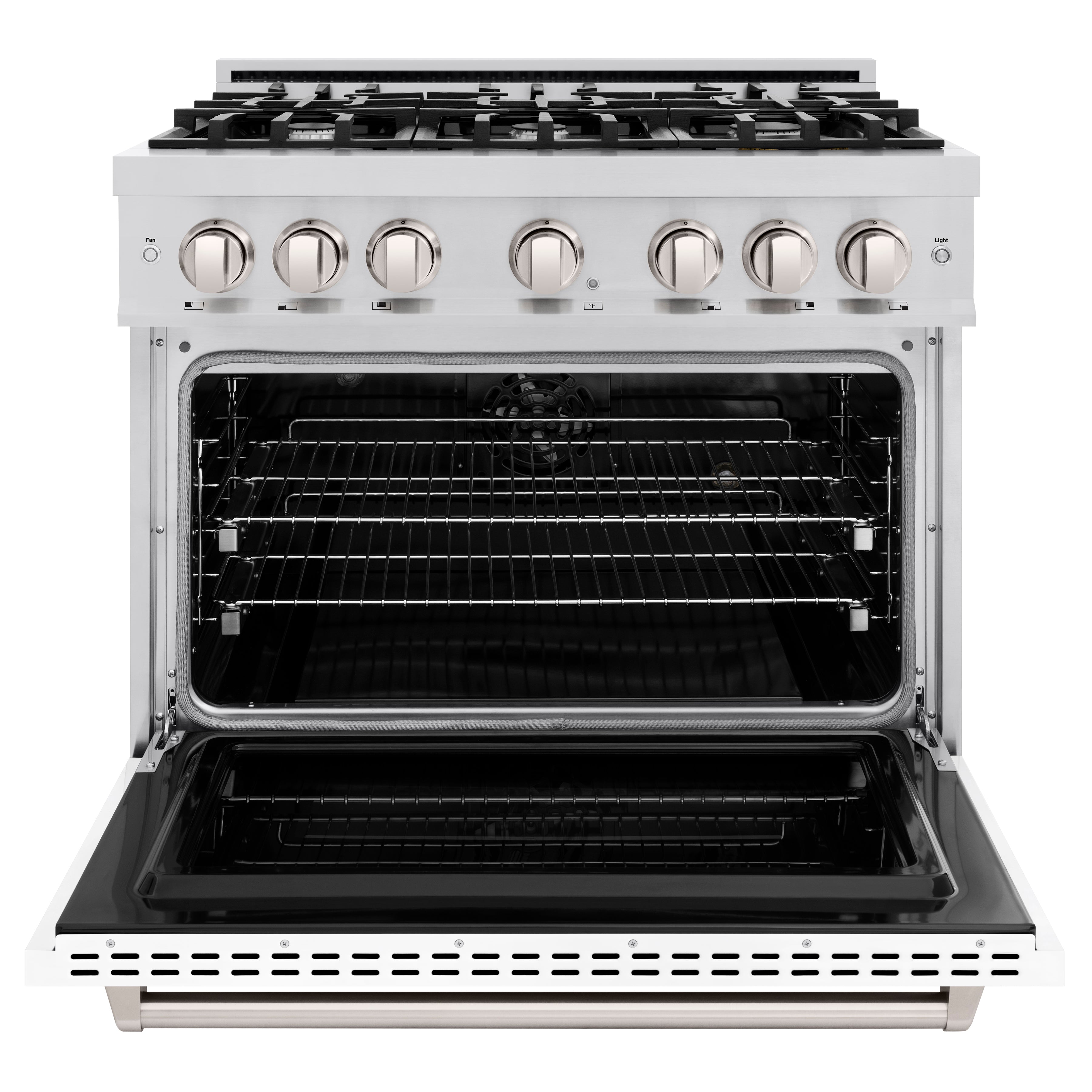 ZLINE 36 in. Classic Dual Fuel Range 5.2 cu. ft. with 6 Gas Burners and Electric Convection Oven, Stainless Steel with White Matte Door (CDR-WM-36)