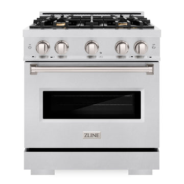 ZLINE 30 in. Gas Range 4.2 cu. ft. Convection Gas Oven with 4 Brass Burners Stainless Steel, MODEL CGR-BR-30