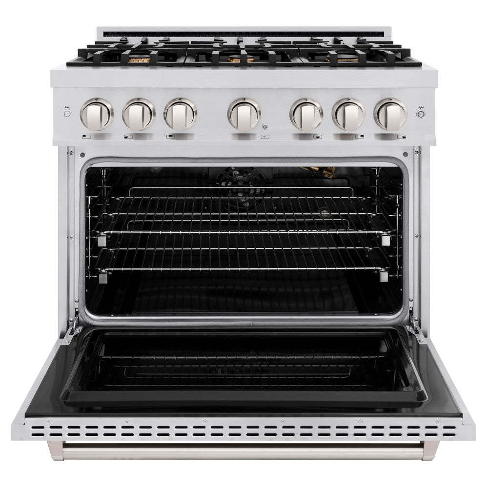 ZLINE 36 in. Gas Range with Convection Gas Oven, 5.2 cu. ft. Capacity, 6 Brass Burners, Stainless Steel, MODEL CGR-BR-36