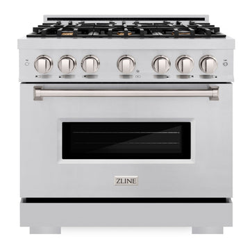 ZLINE 36 in. Gas Range with Convection Gas Oven, 5.2 cu. ft. Capacity, 6 Brass Burners, Stainless Steel, MODEL CGR-BR-36